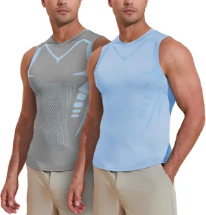 Beotyshow Ionic Shaping Sleeveless Shirt Gynecomastia Compression Shirts Slimming Body Shaper Vest Shapewear Tank Top for Men