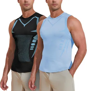 Beotyshow Ionic Shaping Sleeveless Shirt Gynecomastia Compression Shirts Slimming Body Shaper Vest Shapewear Tank Top for Men
