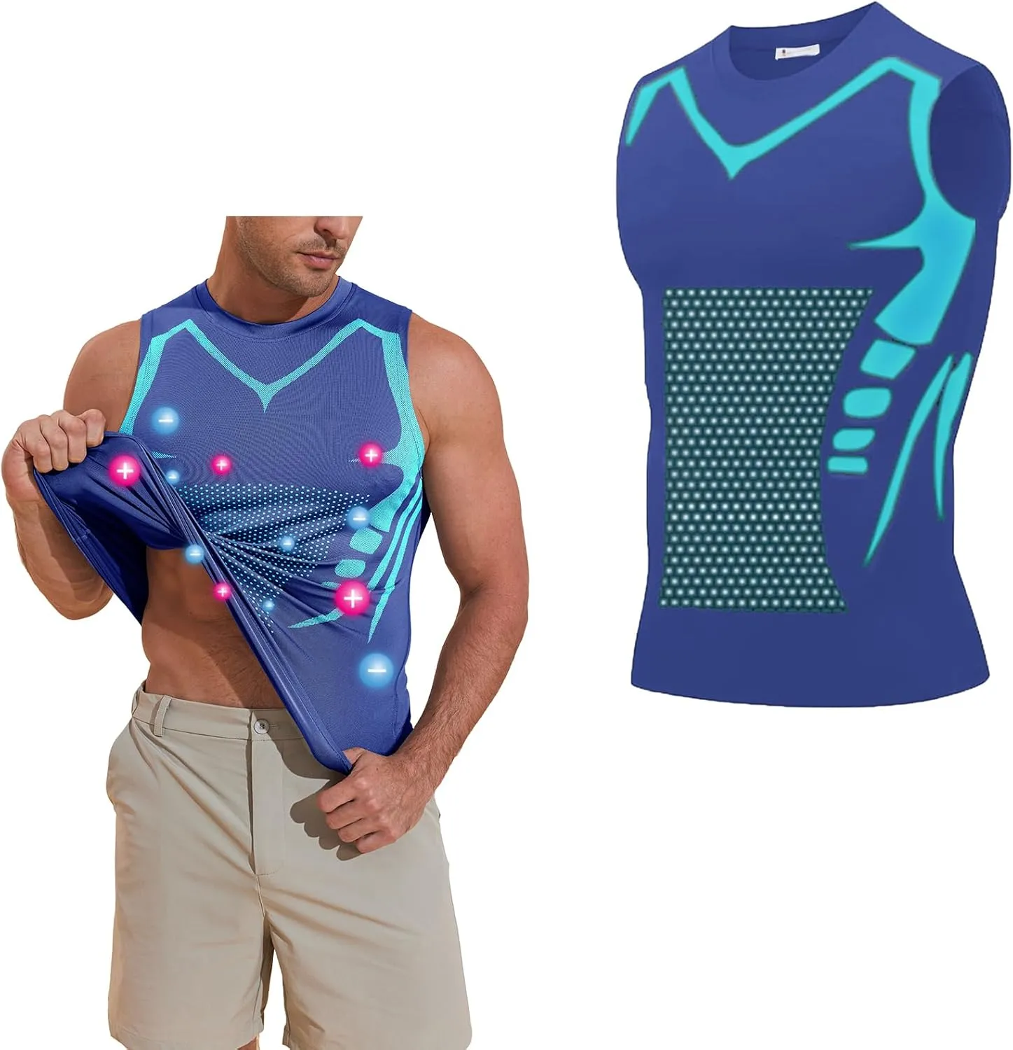 Beotyshow Ionic Shaping Sleeveless Shirt Gynecomastia Compression Tank Top Body Shaper Slimming Vest Shapewear Undershirt
