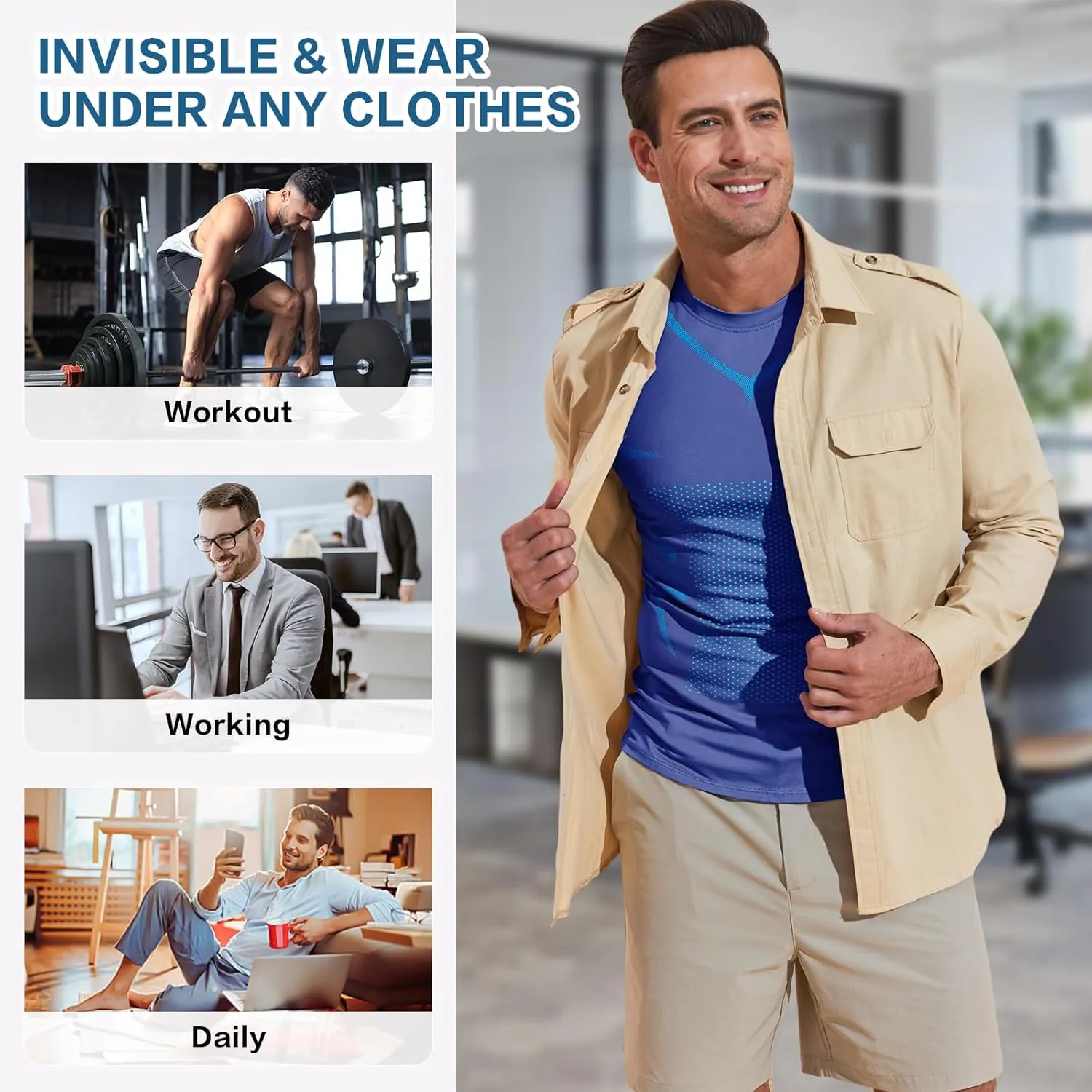 Beotyshow Ionic Shaping Sleeveless Shirt Gynecomastia Compression Tank Top Body Shaper Slimming Vest Shapewear Undershirt