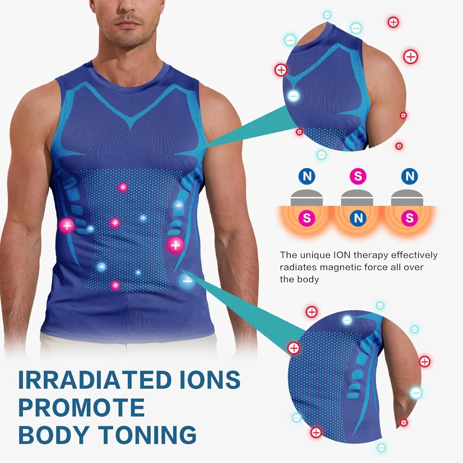 Beotyshow Ionic Shaping Sleeveless Shirt Gynecomastia Compression Tank Top Body Shaper Slimming Vest Shapewear Undershirt