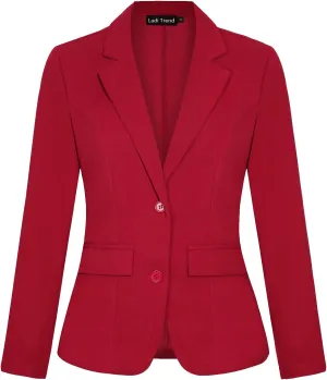 Blazers for Women Long Sleeve Notch Lapel Button Front Blazer Casual Work Office Suit Jackets with Pockets
