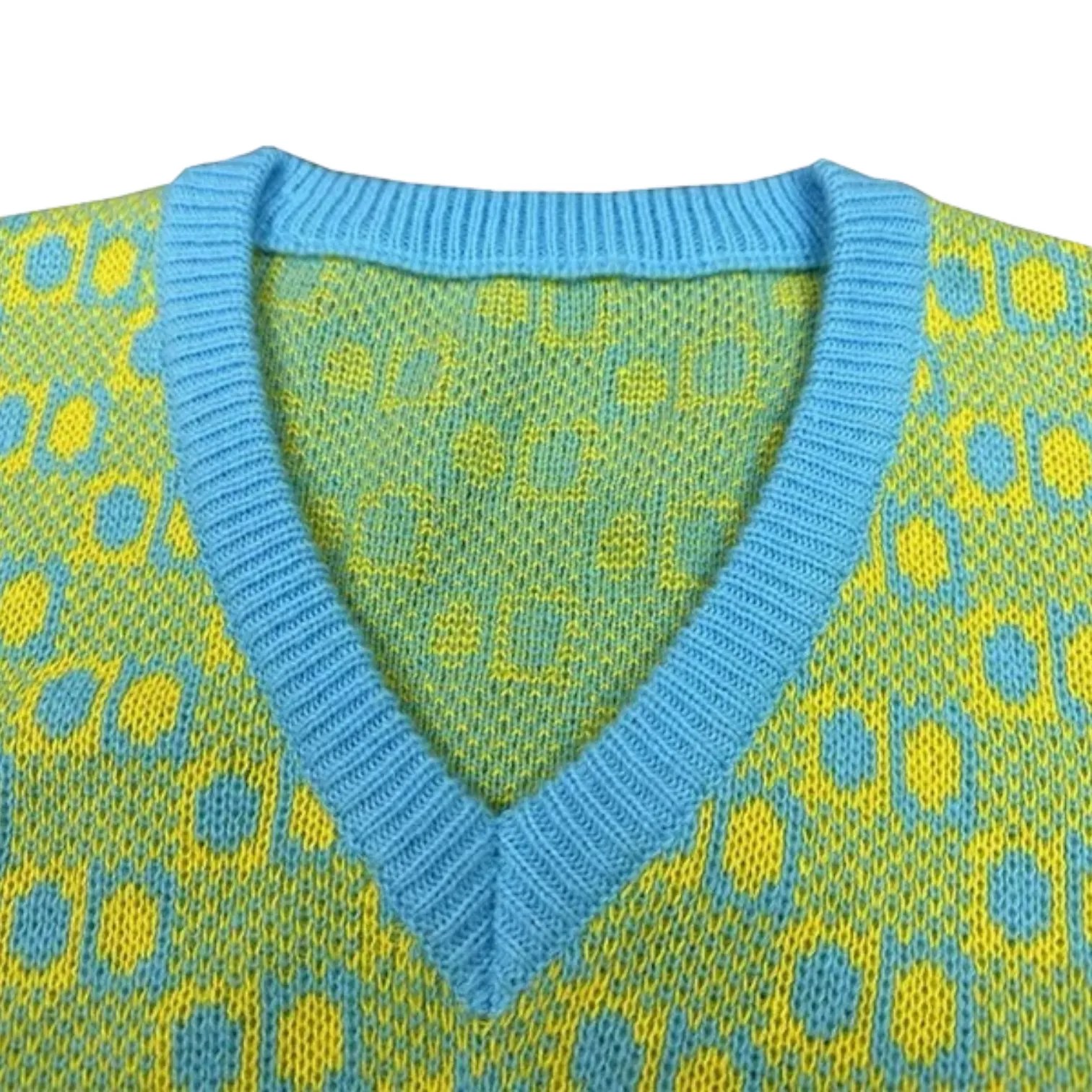 Boxy fit retro graphic jacquard sweater vest