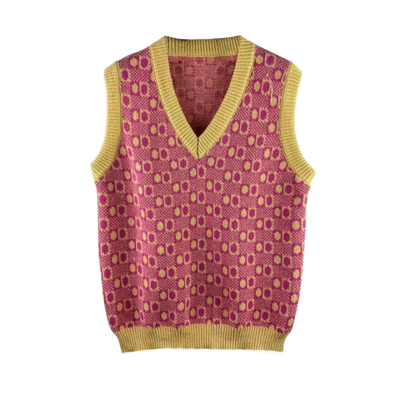 Boxy fit retro graphic jacquard sweater vest