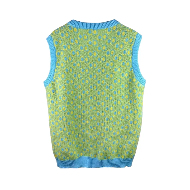 Boxy fit retro graphic jacquard sweater vest
