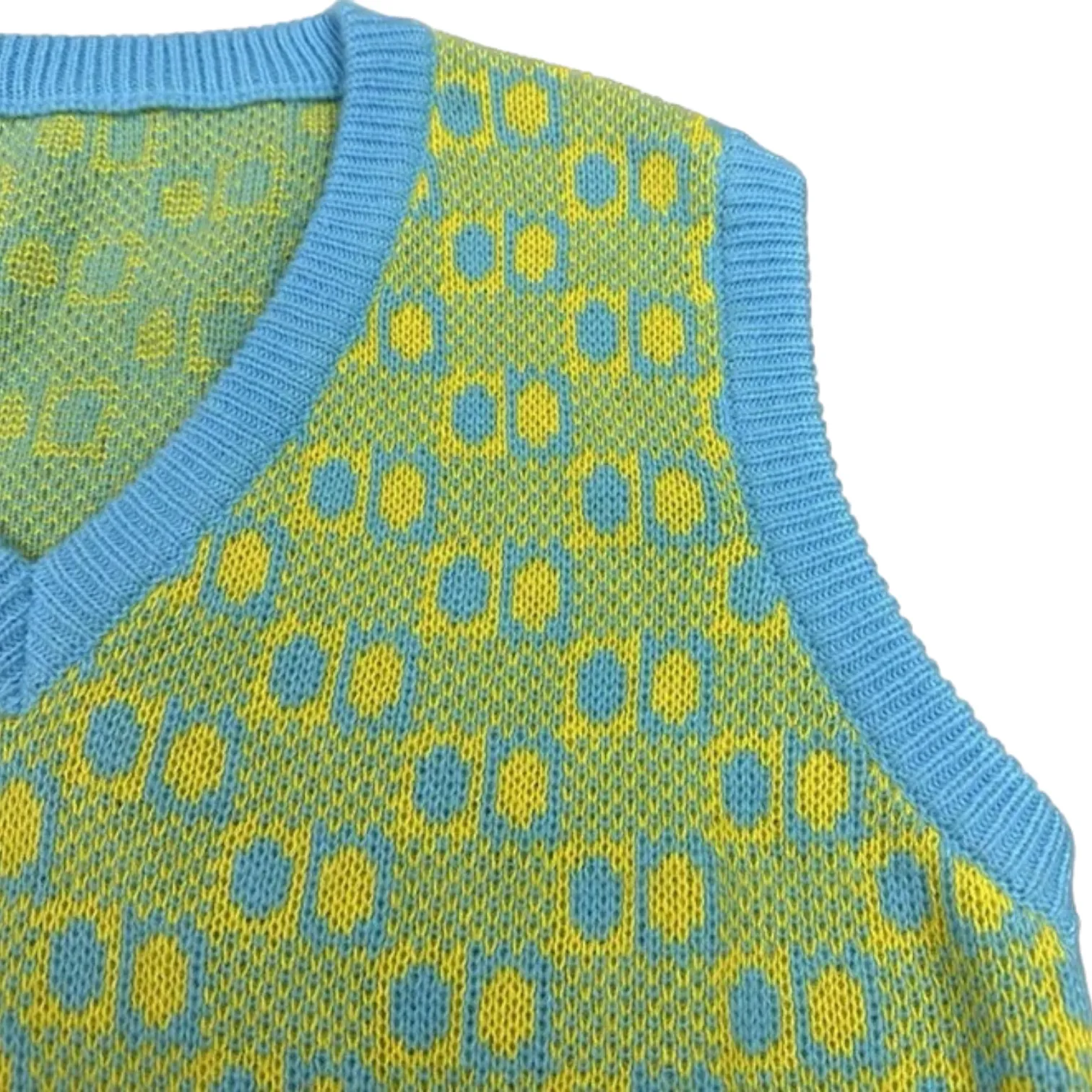 Boxy fit retro graphic jacquard sweater vest