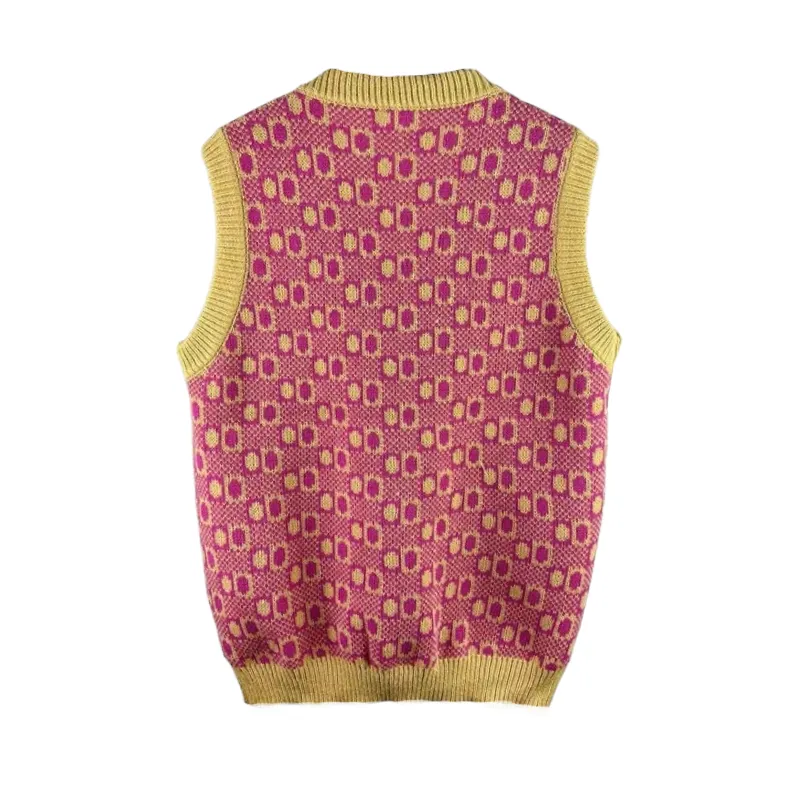 Boxy fit retro graphic jacquard sweater vest