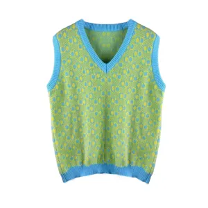 Boxy fit retro graphic jacquard sweater vest