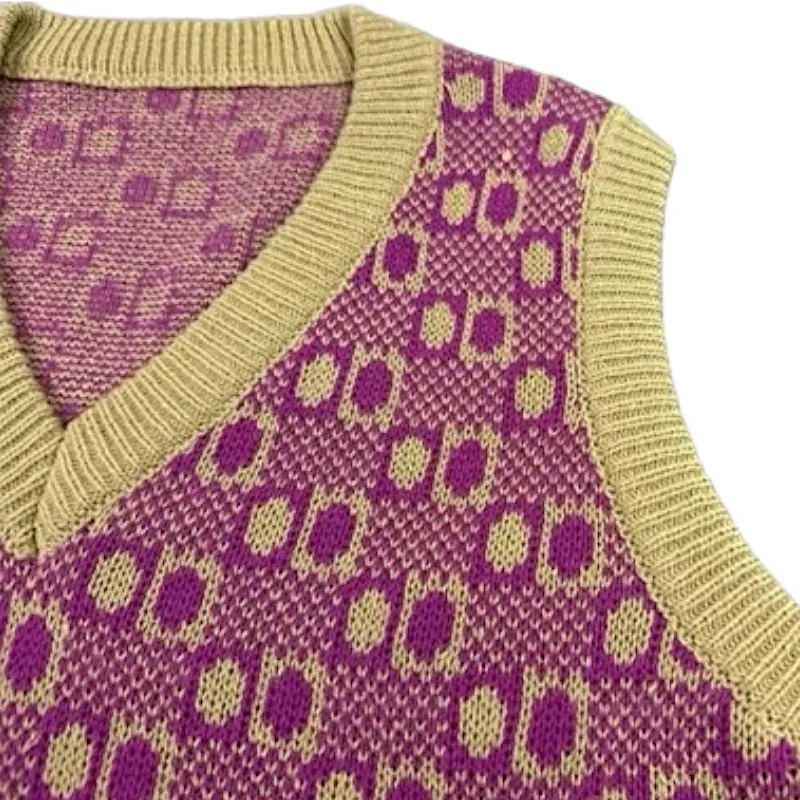 Boxy fit retro graphic jacquard sweater vest