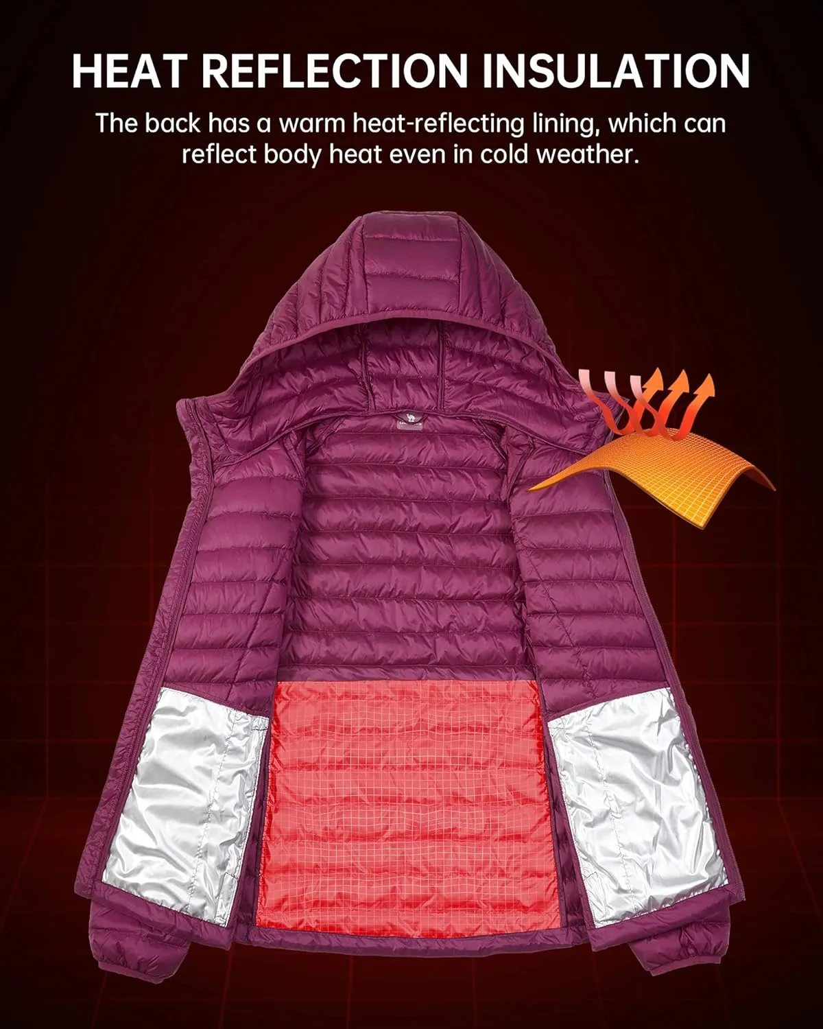 CAMELSPORTS Women's Down Jacket Hooded Winter Light Weight Short Puffer Coats Packable Warm Windproof Ladies Parka