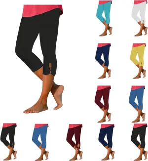 Capri Leggings for Women High Waisted Yoga Capri Pants Stretchy Lounge Pants Solid Color Capri Leggings Pajama Capri