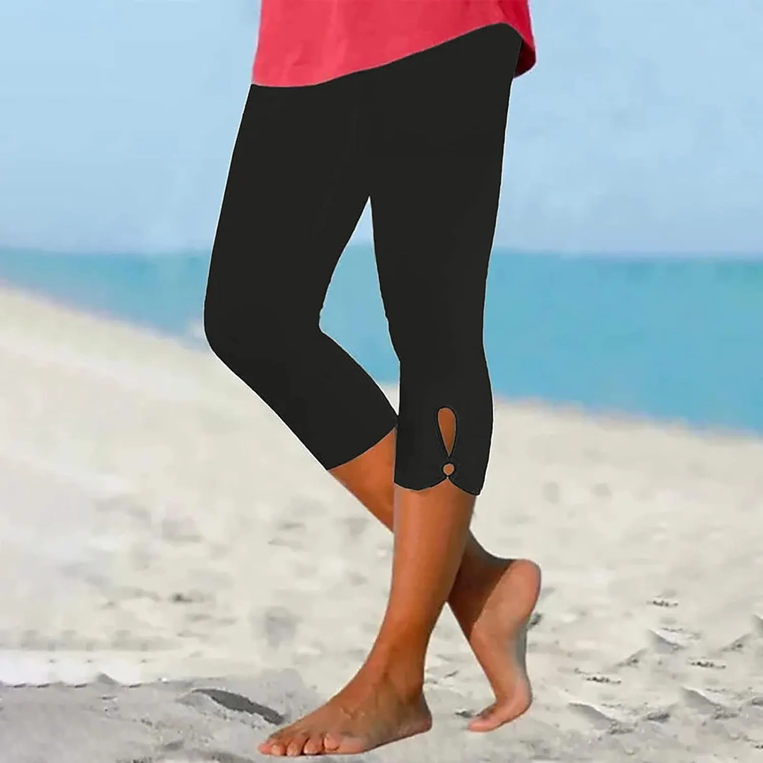 Capri Leggings for Women Tummy Control High Waisted Yoga Pants Comfy Stretchy Leggings Summer Plus Size Workout Pants