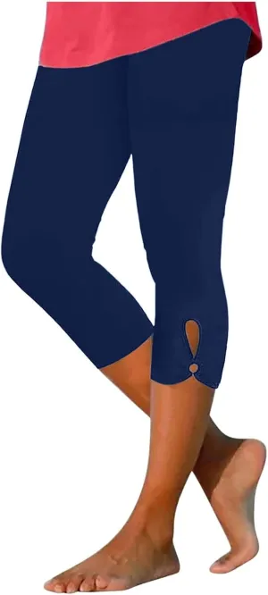 Capri Leggings for Women Tummy Control High Waisted Yoga Pants Comfy Stretchy Leggings Summer Plus Size Workout Pants