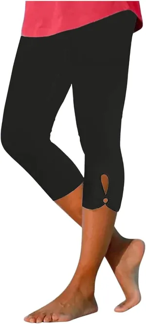 Capri Leggings for Women Tummy Control High Waisted Yoga Pants Comfy Stretchy Leggings Summer Plus Size Workout Pants