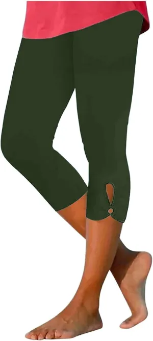 Capri Leggings for Women Tummy Control High Waisted Yoga Pants Comfy Stretchy Leggings Summer Plus Size Workout Pants