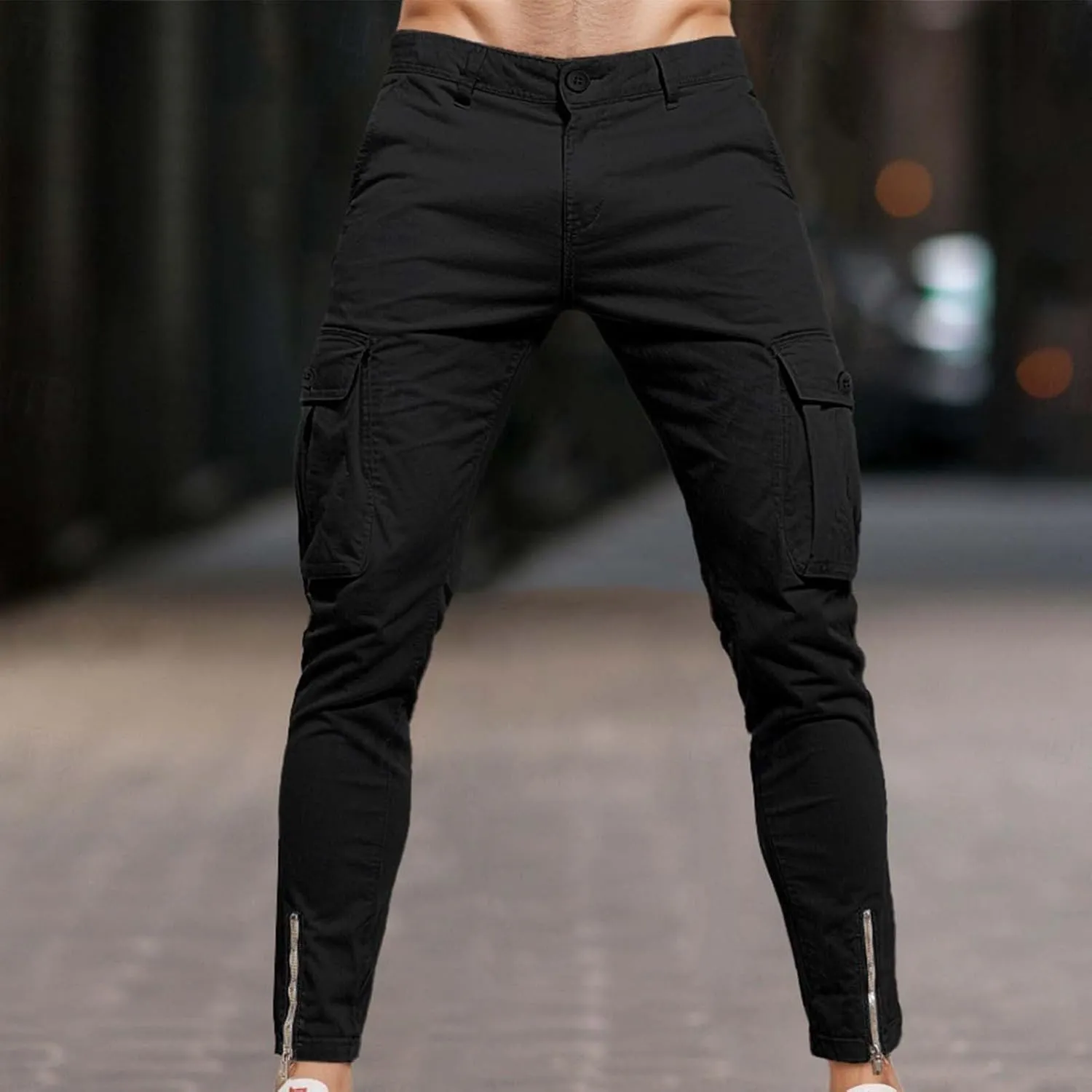 Cargo Work Pants Men Stylish Uniform Tactical Stretch Chinos Pants Lightweight Slim Fit Military Tapered Trousers