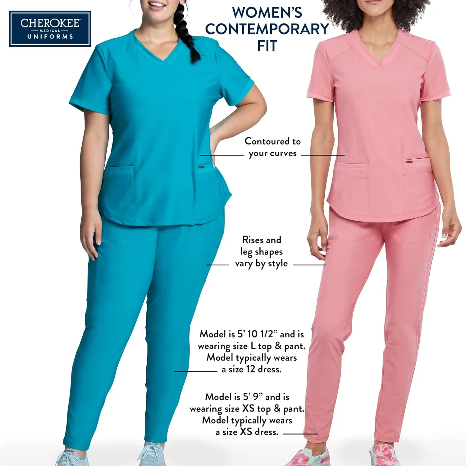 Cherokee Scrub Jackets For Woman with Zip Front, 360 Stretch Fabric - CK303