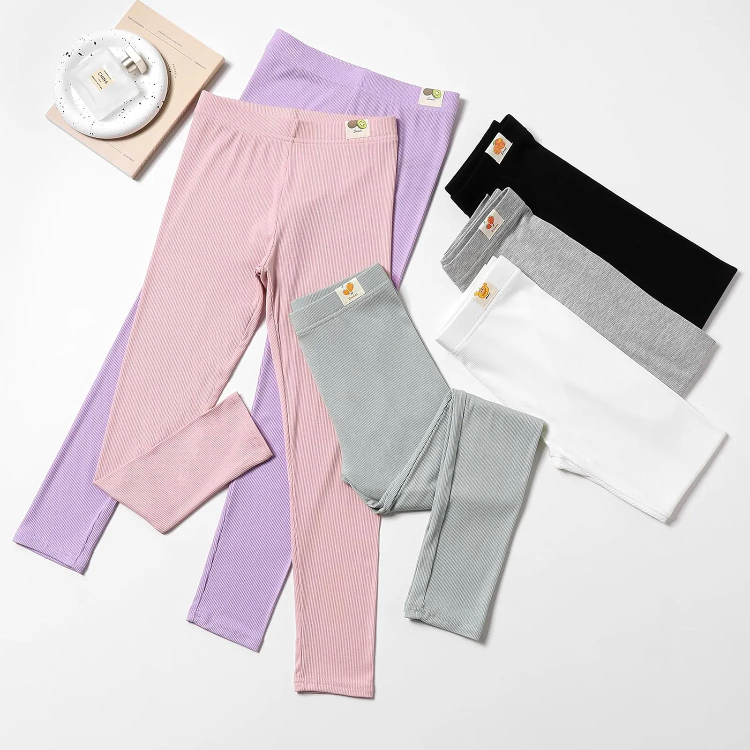 Chicuo 6 Pack Leggings for Girls Soft Comfortable Leggings for Kids Full Length Stretchy Toddler Pants