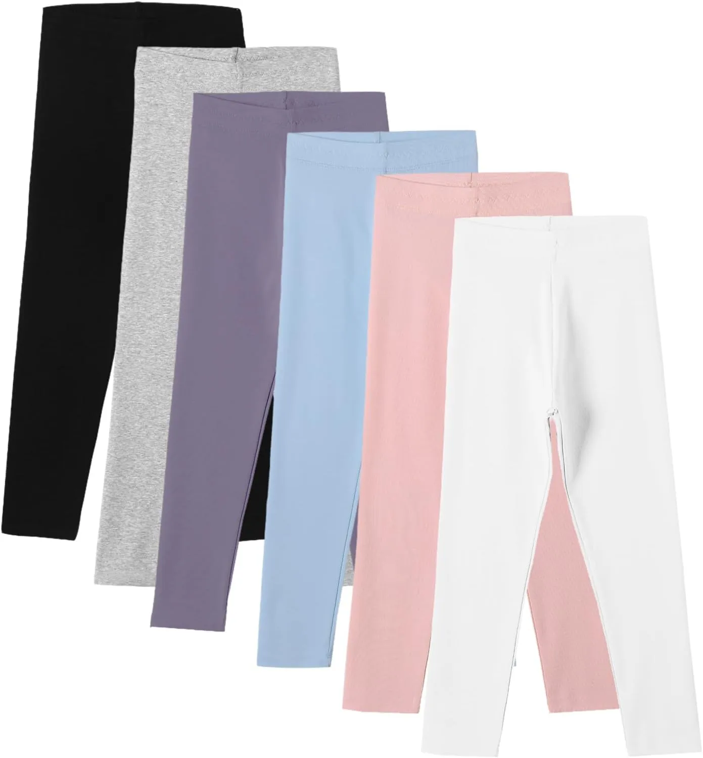 Chicuo 6 Pack Leggings for Girls Soft Comfortable Leggings for Kids Full Length Stretchy Toddler Pants