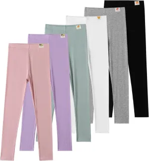 Chicuo 6 Pack Leggings for Girls Soft Comfortable Leggings for Kids Full Length Stretchy Toddler Pants