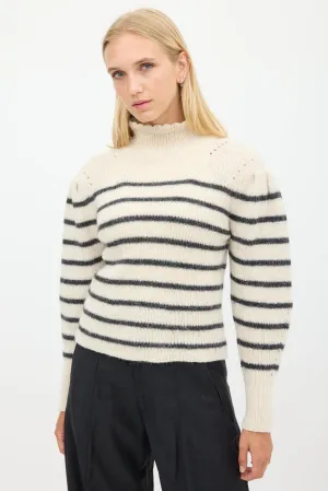 Cream & Black Wool Striped Sweater