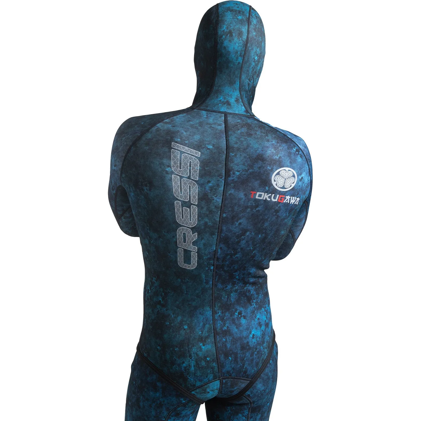 Cressi 3.5mm Tokugawa Open Cell Hooded Two Piece Wetsuit Blue Camo