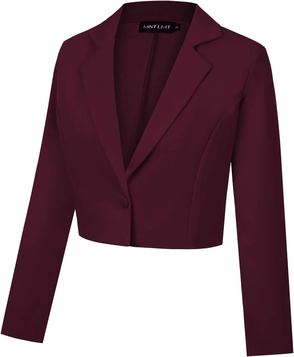 Cropped Blazer for Women Long Sleeve Notch Lapel Button Front Blazers Casual Work Office Cardigan Suit Jacket