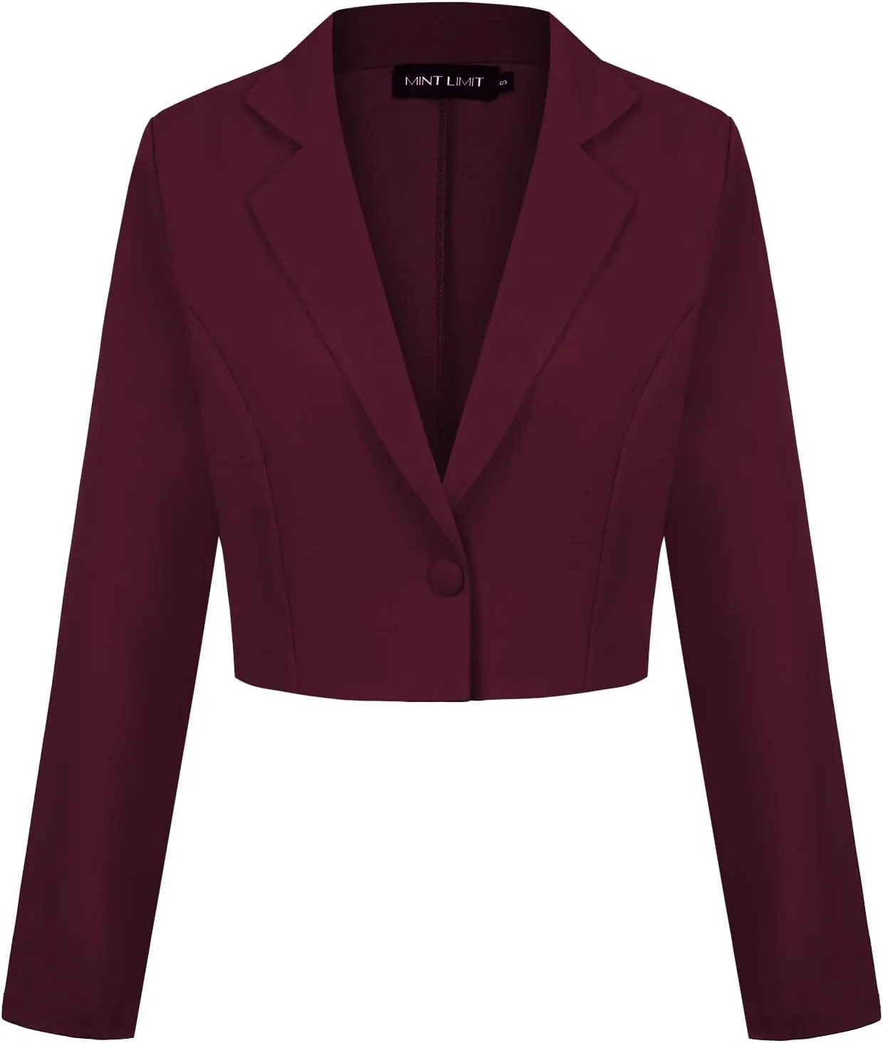 Cropped Blazer for Women Long Sleeve Notch Lapel Button Front Blazers Casual Work Office Cardigan Suit Jacket