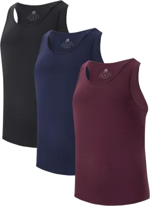 DAVID ARCHY Men's Tank Top Undershirt Moisture-Wicking Quick-Dry T-Shirts Soft Silky Undershirts Tank Shirt for Men 3 Pack