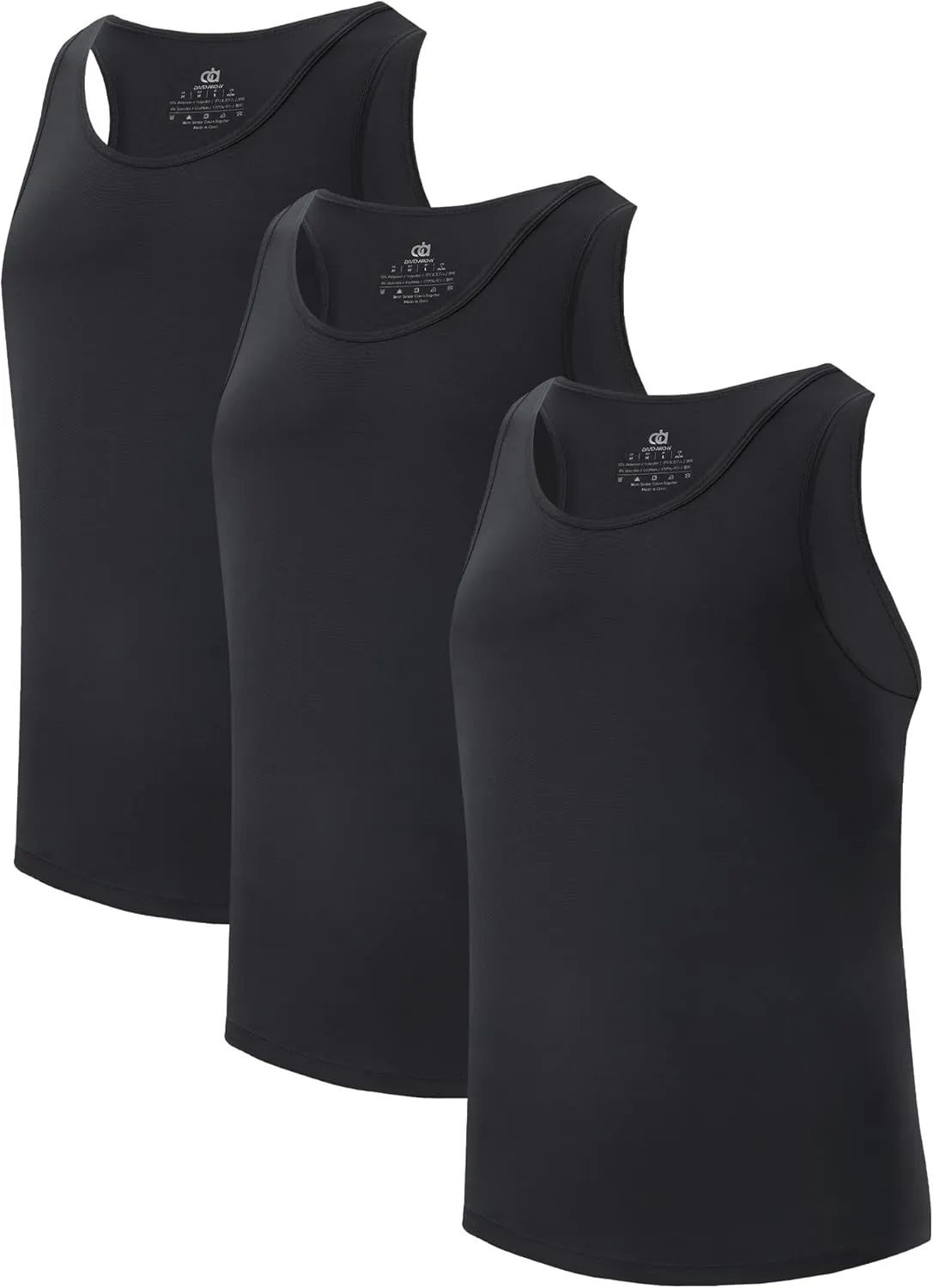 DAVID ARCHY Men's Tank Top Undershirt Moisture-Wicking Quick-Dry T-Shirts Soft Silky Undershirts Tank Shirt for Men 3 Pack
