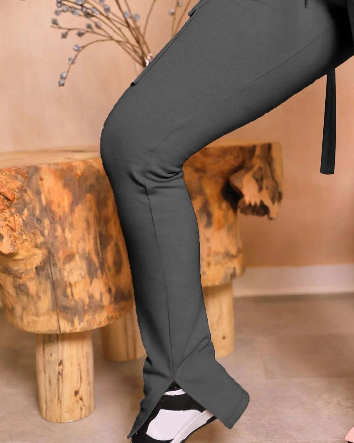 DINGANG Women'sDrawstring CargoSweatpants with Pockets, Stretchy Casual Joggers Lounge Leggings