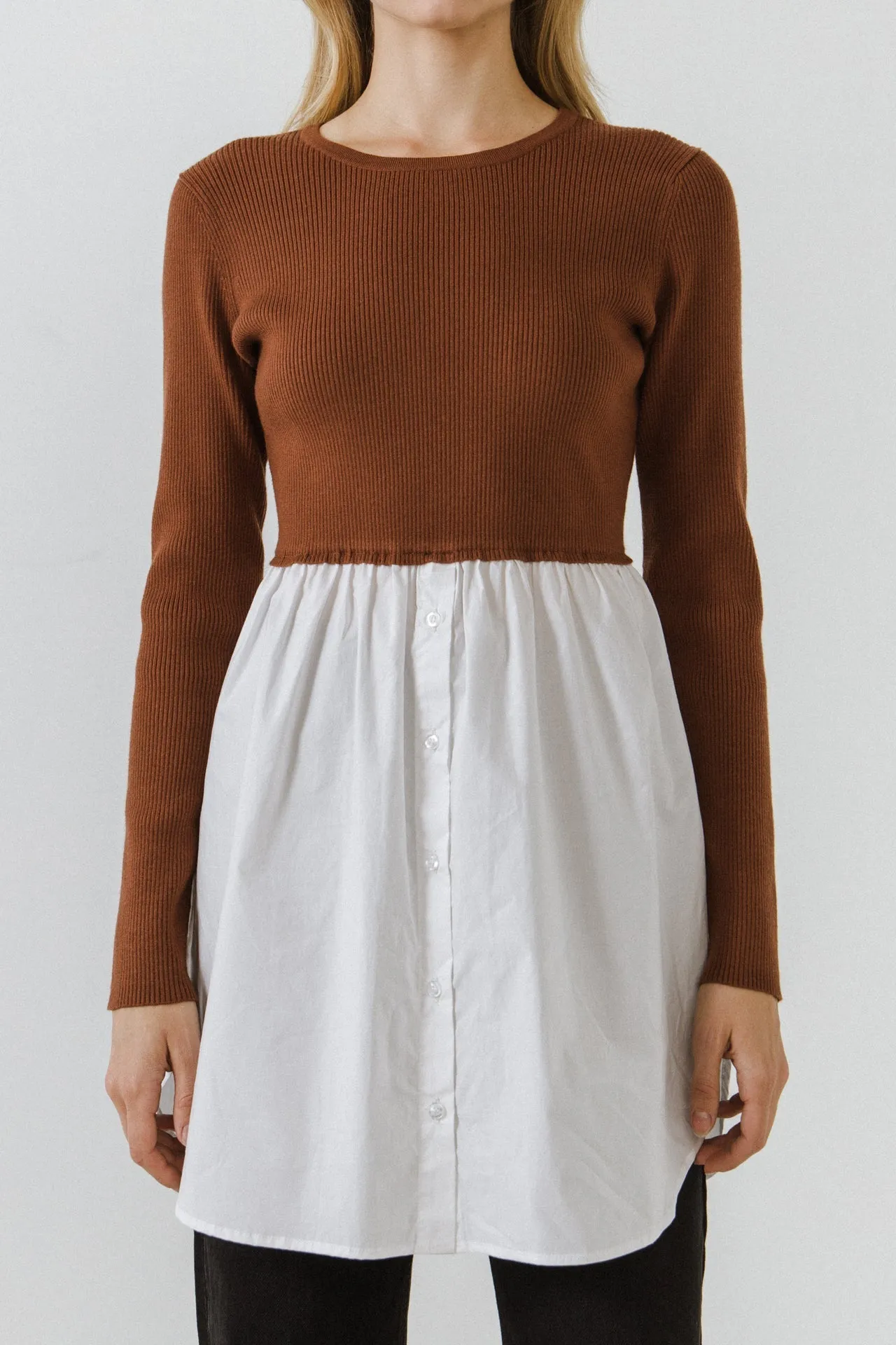 English Factory - Shirt Detail Knit Top