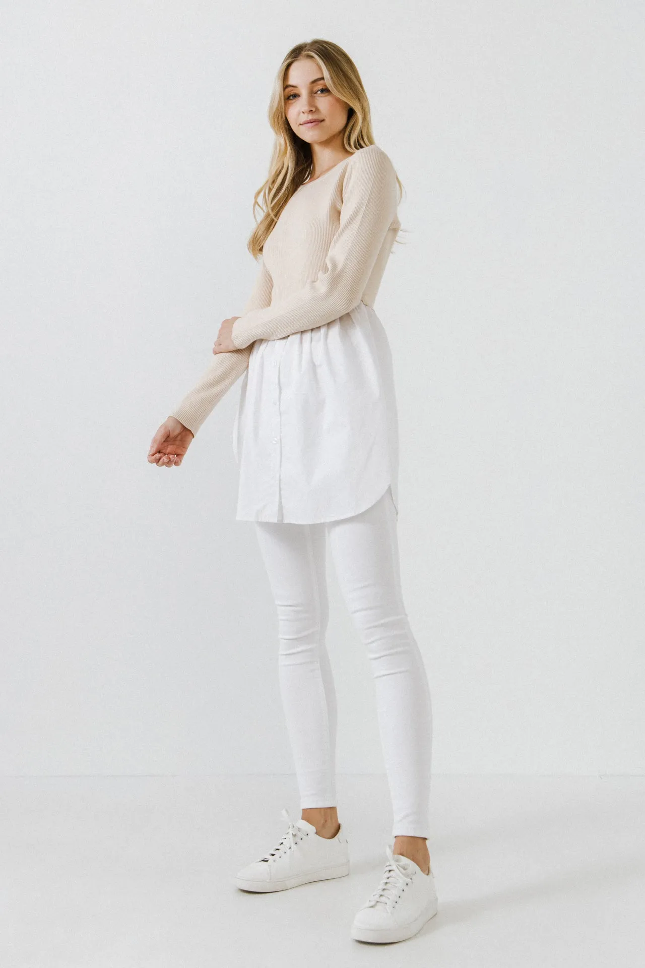English Factory - Shirt Detail Knit Top