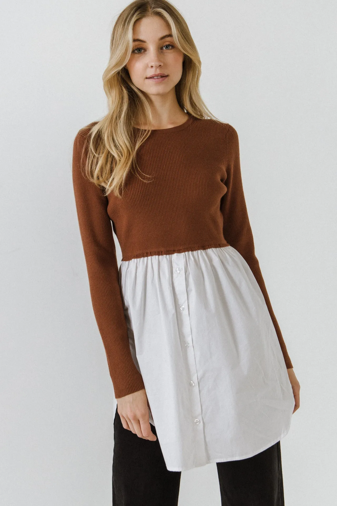 English Factory - Shirt Detail Knit Top