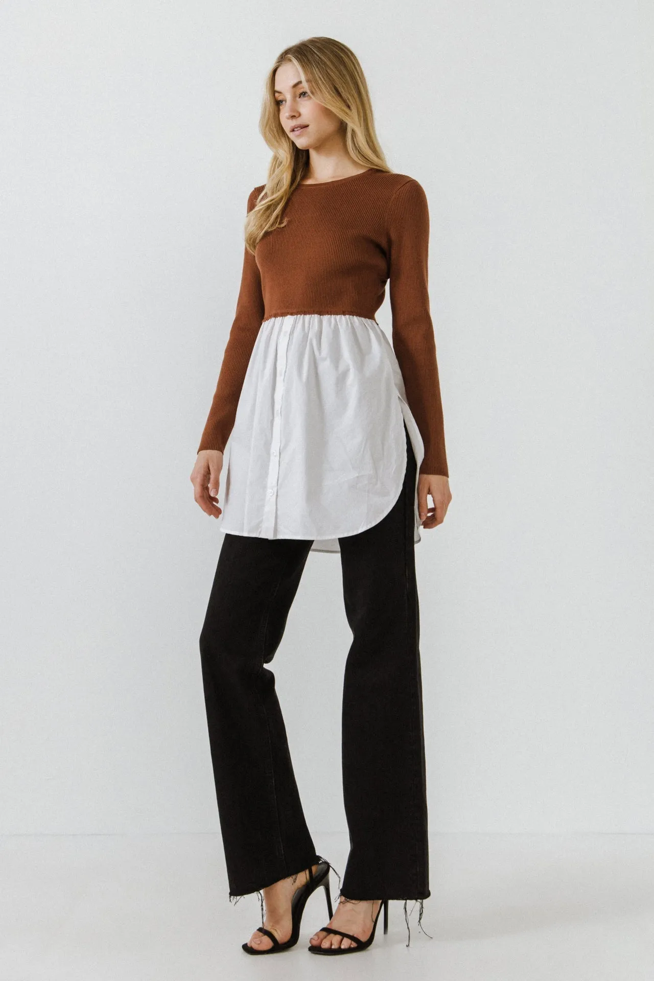 English Factory - Shirt Detail Knit Top