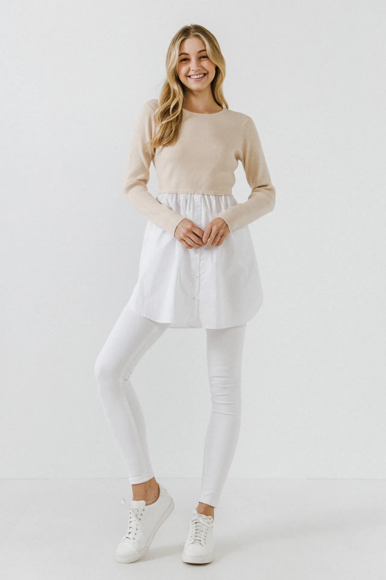 English Factory - Shirt Detail Knit Top