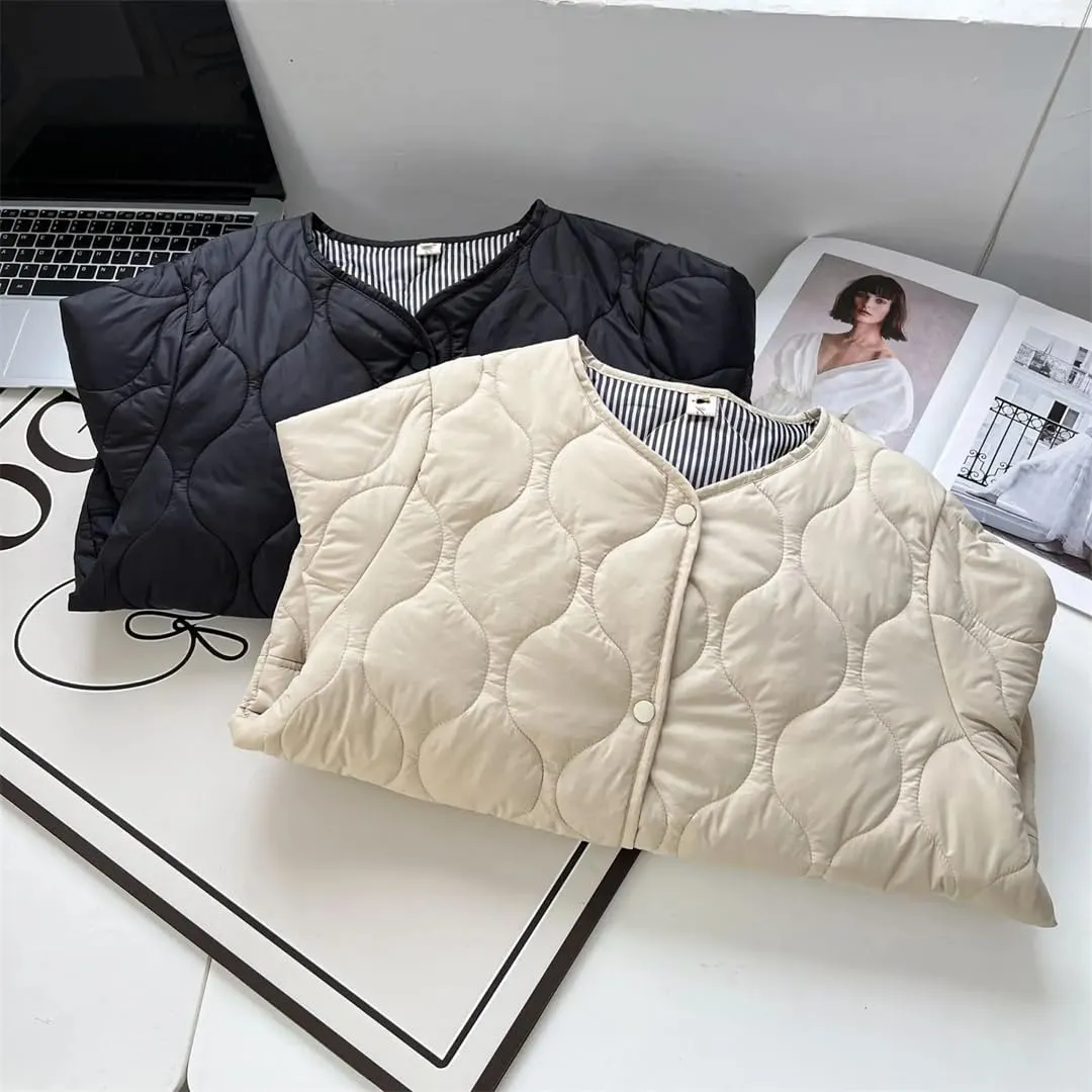 Fall/Winter Thin Solid Color Cotton-Padded Parka Women's Warm Coat