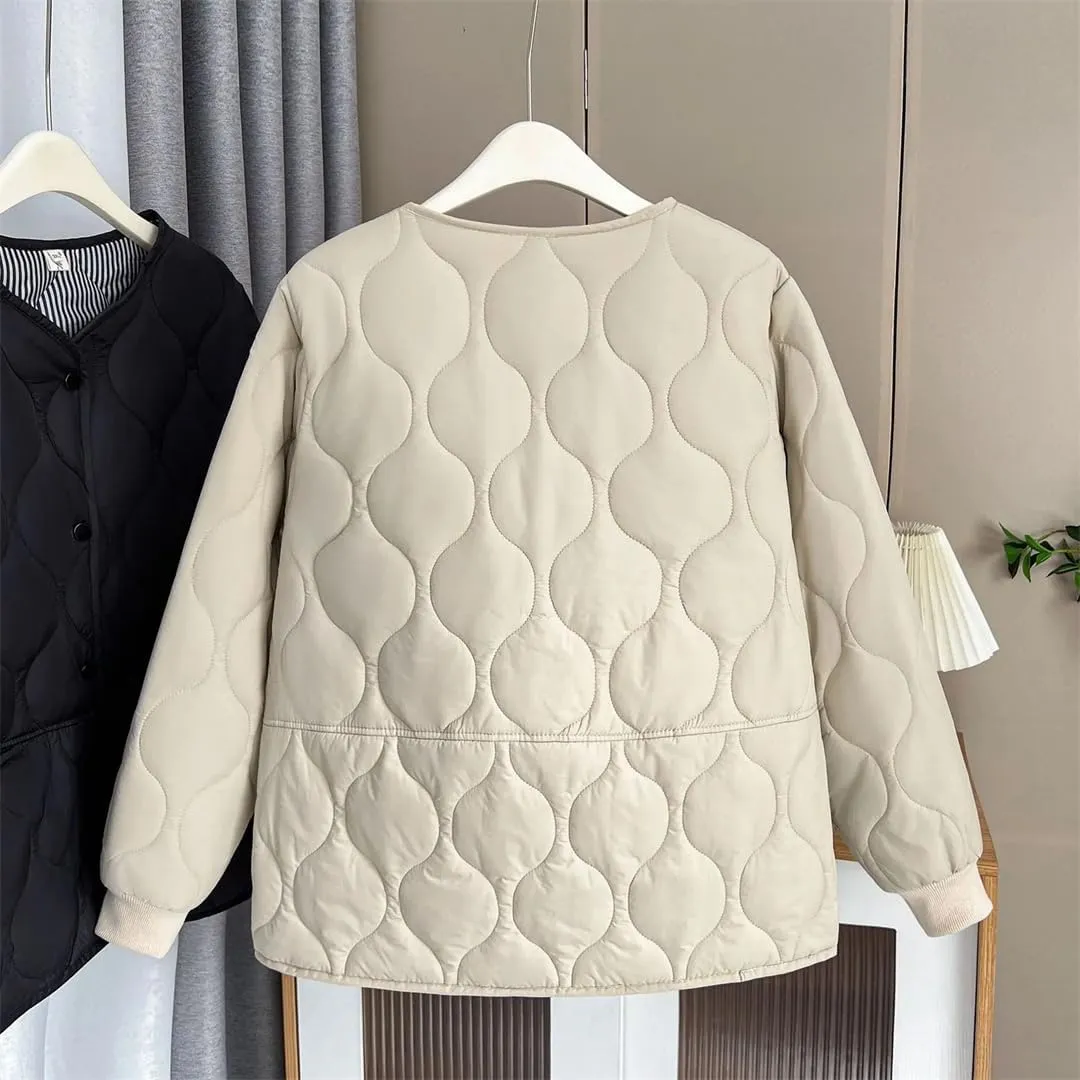 Fall/Winter Thin Solid Color Cotton-Padded Parka Women's Warm Coat