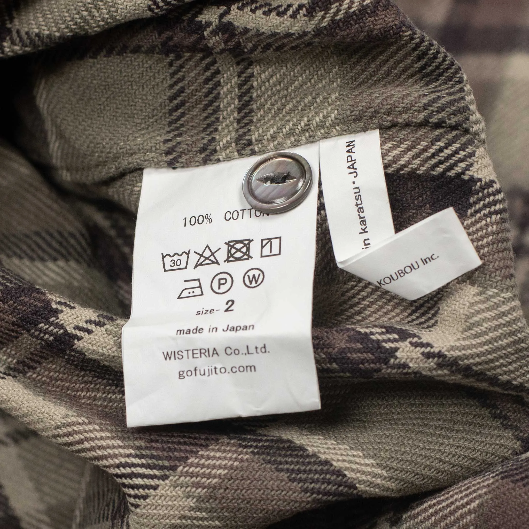 Fatigue shirt in heavy taupe and mauve plaid cotton flannel