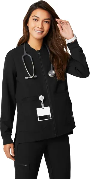 FIGS Bellery Scrub Jacket for Women  7 Pockets, Bomber-Inspired Fit, Ribbed Collar, 4-Way Stretch Womens Scrub Jacket