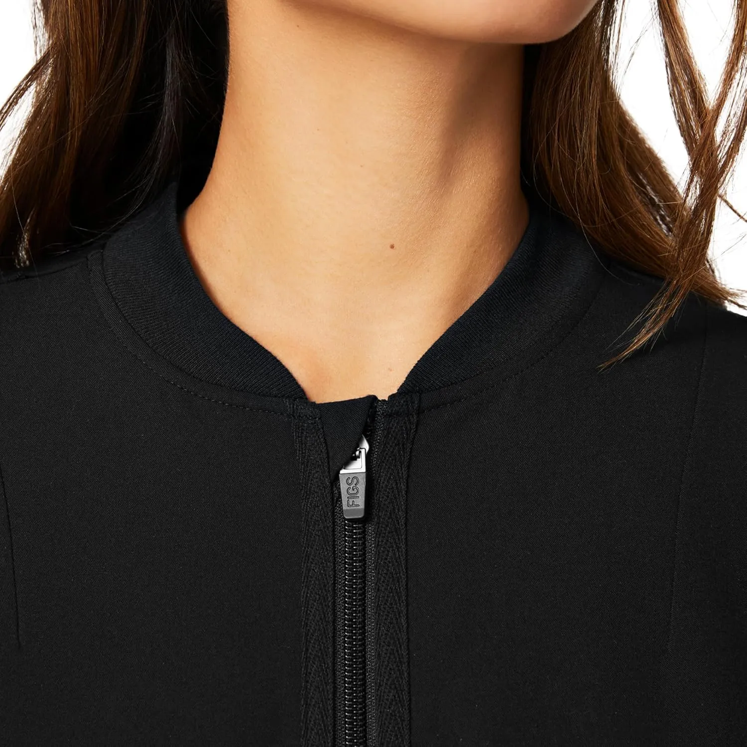 FIGS Bellery Scrub Jacket for Women  7 Pockets, Bomber-Inspired Fit, Ribbed Collar, 4-Way Stretch Womens Scrub Jacket