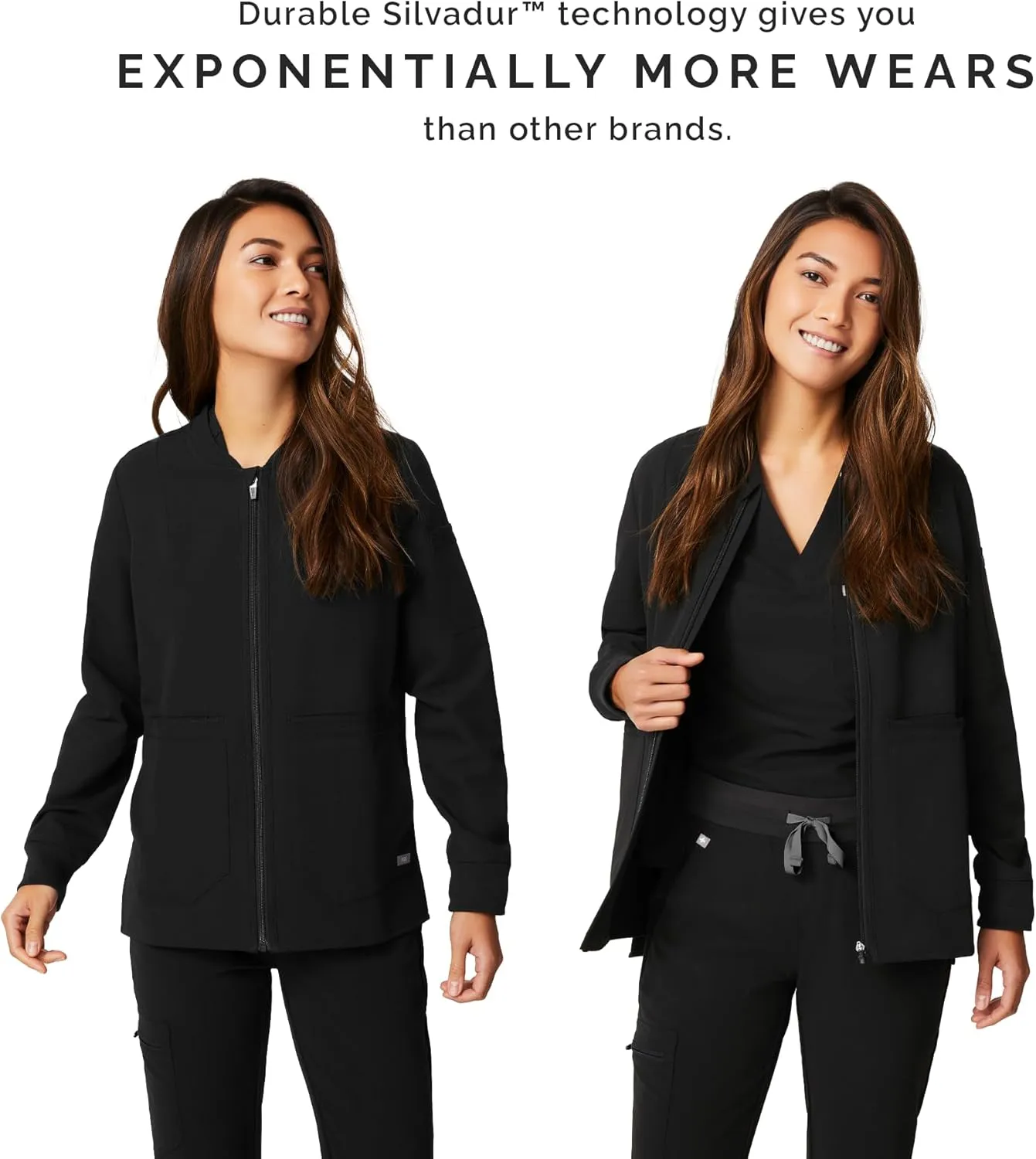 FIGS Bellery Scrub Jacket for Women  7 Pockets, Bomber-Inspired Fit, Ribbed Collar, 4-Way Stretch Womens Scrub Jacket
