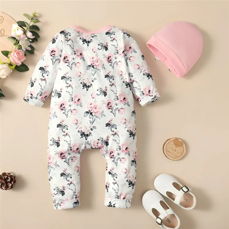 Floral Flower Bow Bodysuit Romper Set