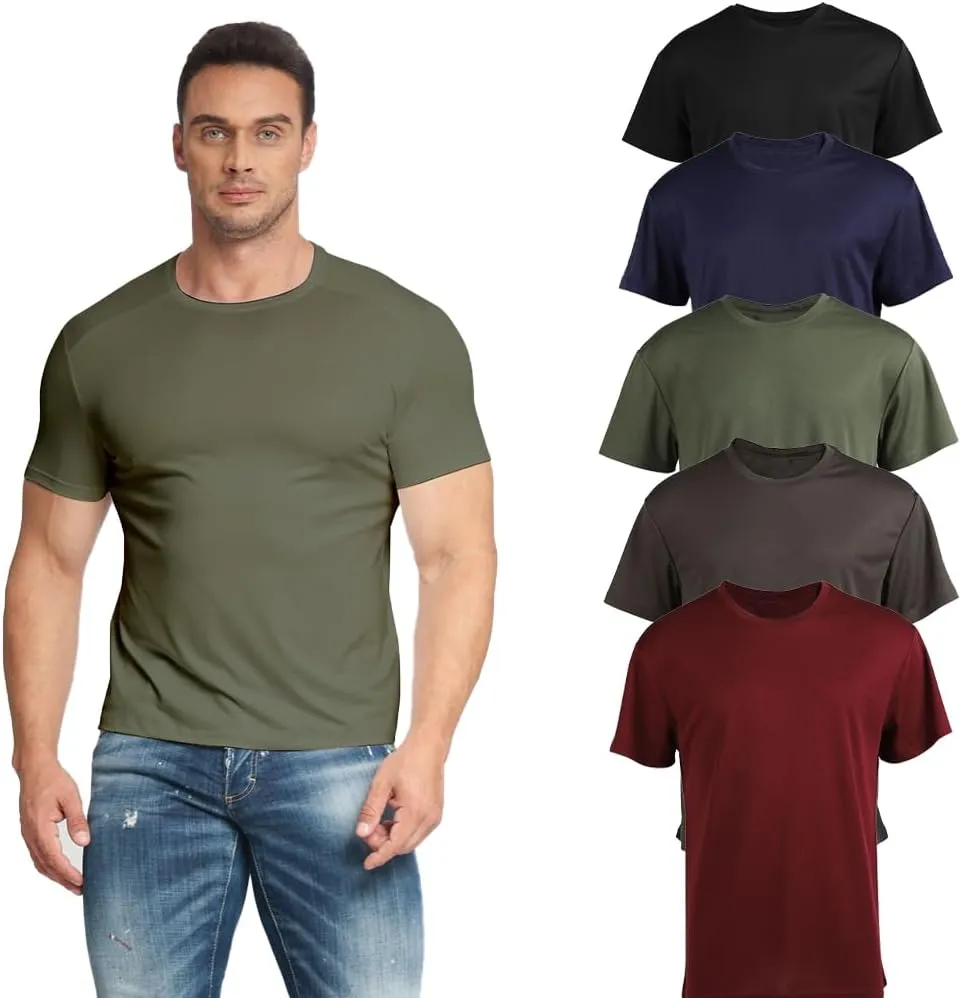 Gary Com 5 Pack Men's Short Sleeve Tees Quick Dry UV Protection Tops Workout Gym&Cycling Athletic T-Shirt for Man