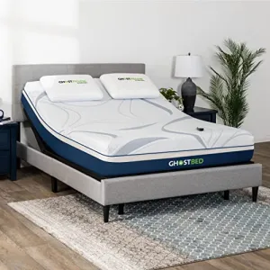 GhostBed Adjustable Bed Frame Power Base with Ultimate Cool Gel Memory Foam Mattress Bundle - Electric Bed Base with Lumbar Support - Zero Gravity and Massage Settings - Twin XL