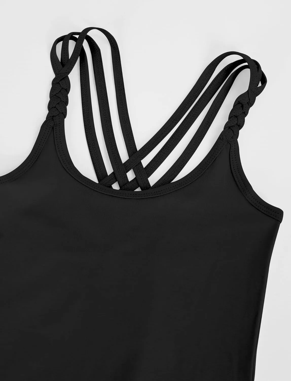 Happy Cherry Girls Tank Tops 3 Pieces Soft Solid Camisole Undershirts Kids Twist Sleeve Racerback Dance Cami Vests