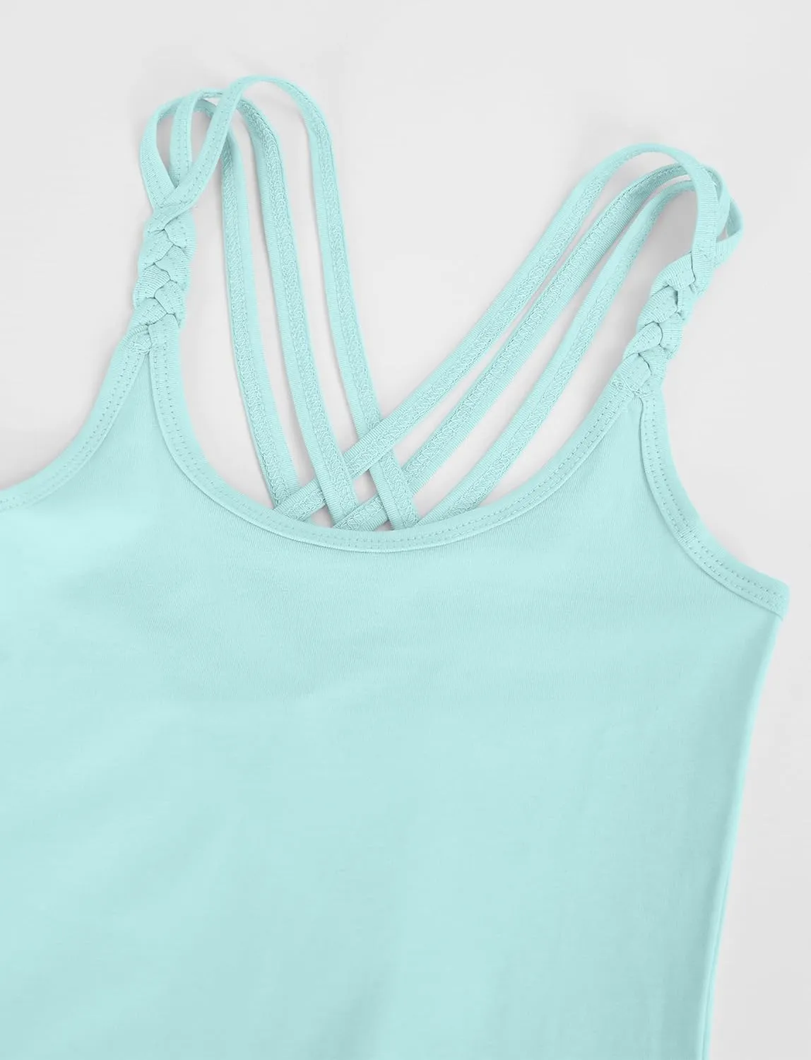 Happy Cherry Girls Tank Tops 3 Pieces Soft Solid Camisole Undershirts Kids Twist Sleeve Racerback Dance Cami Vests