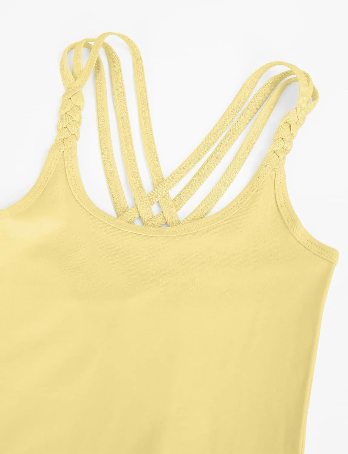 Happy Cherry Girls Tank Tops 3 Pieces Soft Solid Camisole Undershirts Kids Twist Sleeve Racerback Dance Cami Vests