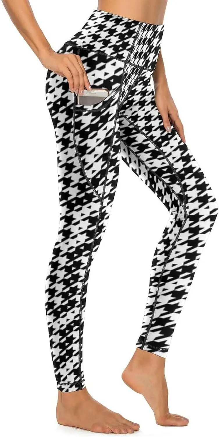 Hound-stooth Colors Womens High Waisted Stretchy Leggings Yoga Pants Soft Workout Leggings Exercise Pants 3