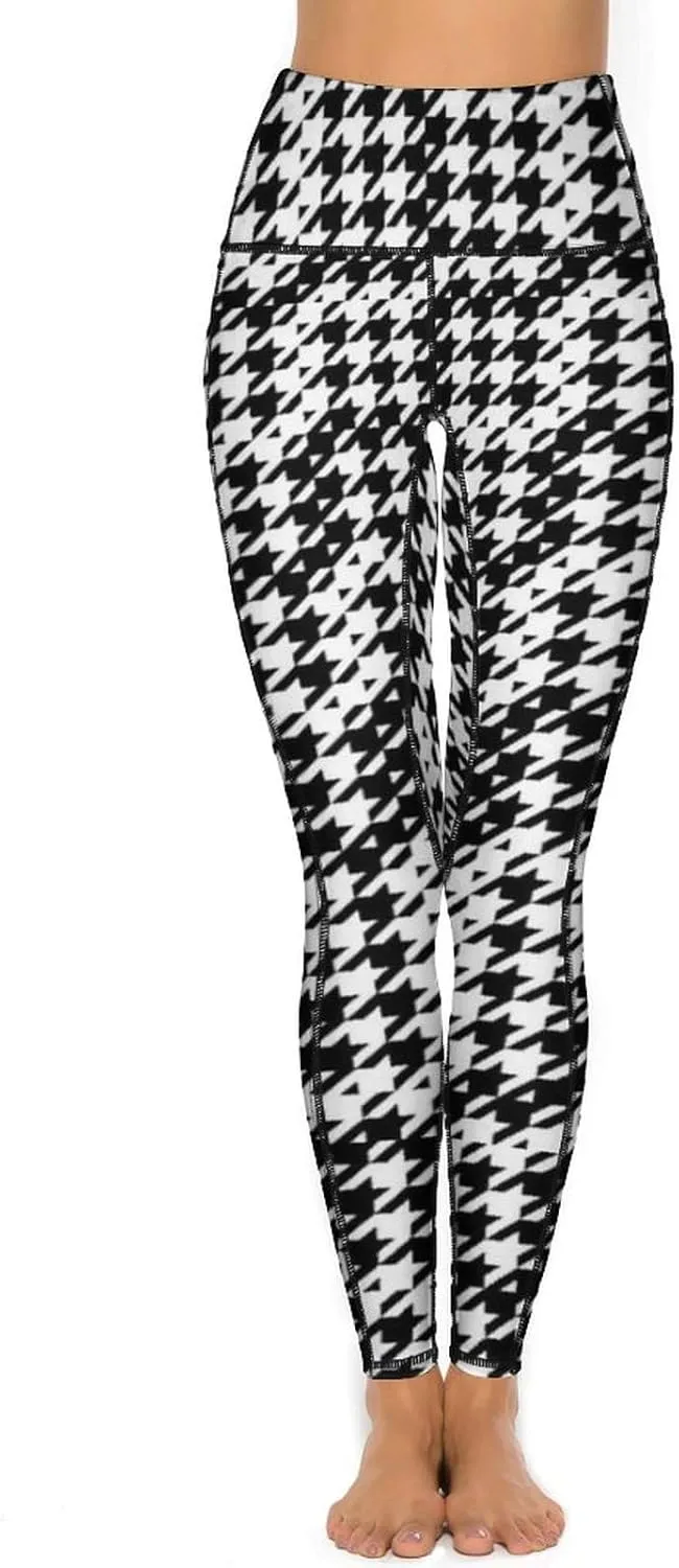 Hound-stooth Colors Womens High Waisted Stretchy Leggings Yoga Pants Soft Workout Leggings Exercise Pants 3